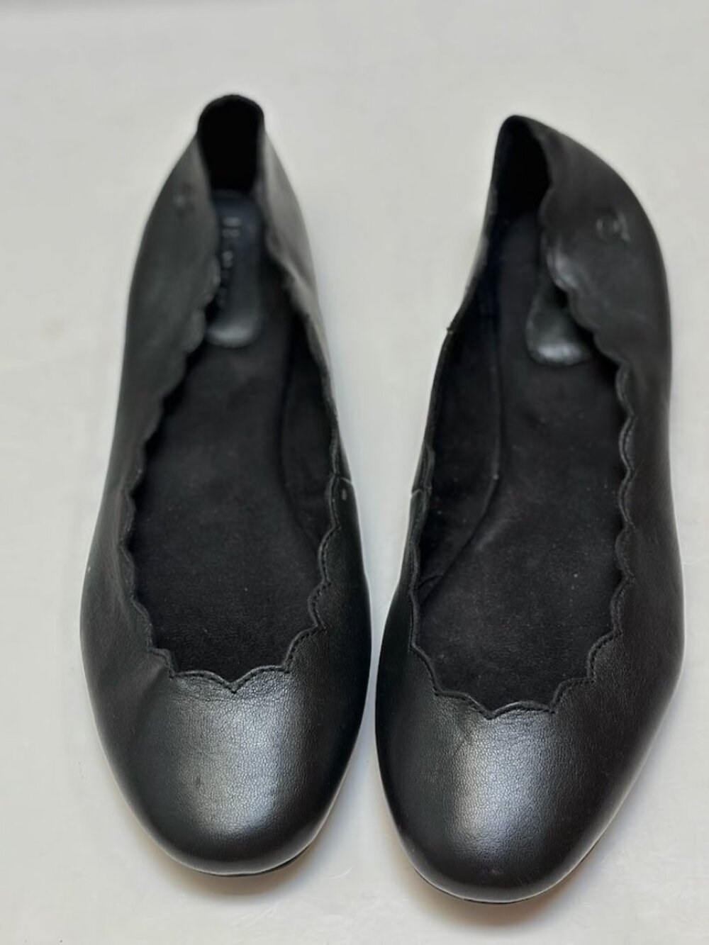Born Allie Leather Slip On Comfy Scalloped Edge Flat Ballet Shoes